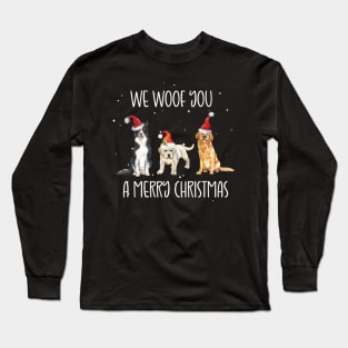 We Woof You a Merry Christmas / Snow Christmas Dog Lover Santa Hat Long Sleeve T-Shirt